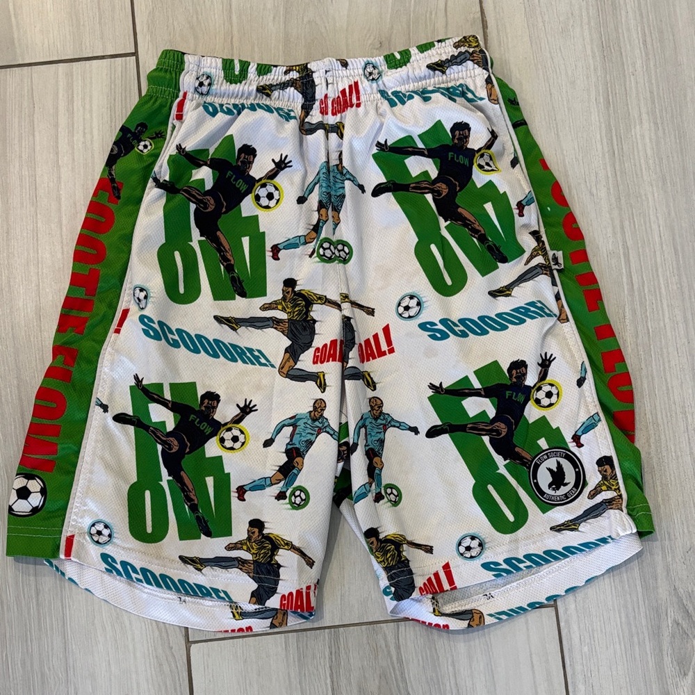 Kids Soccer Action Print Shorts